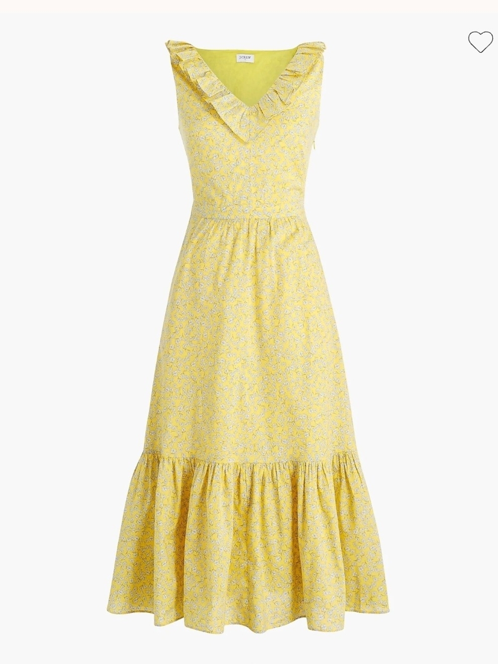 J. Crew Yellow Floral Ruffle V-Neck Sleeveless Maxi Dress